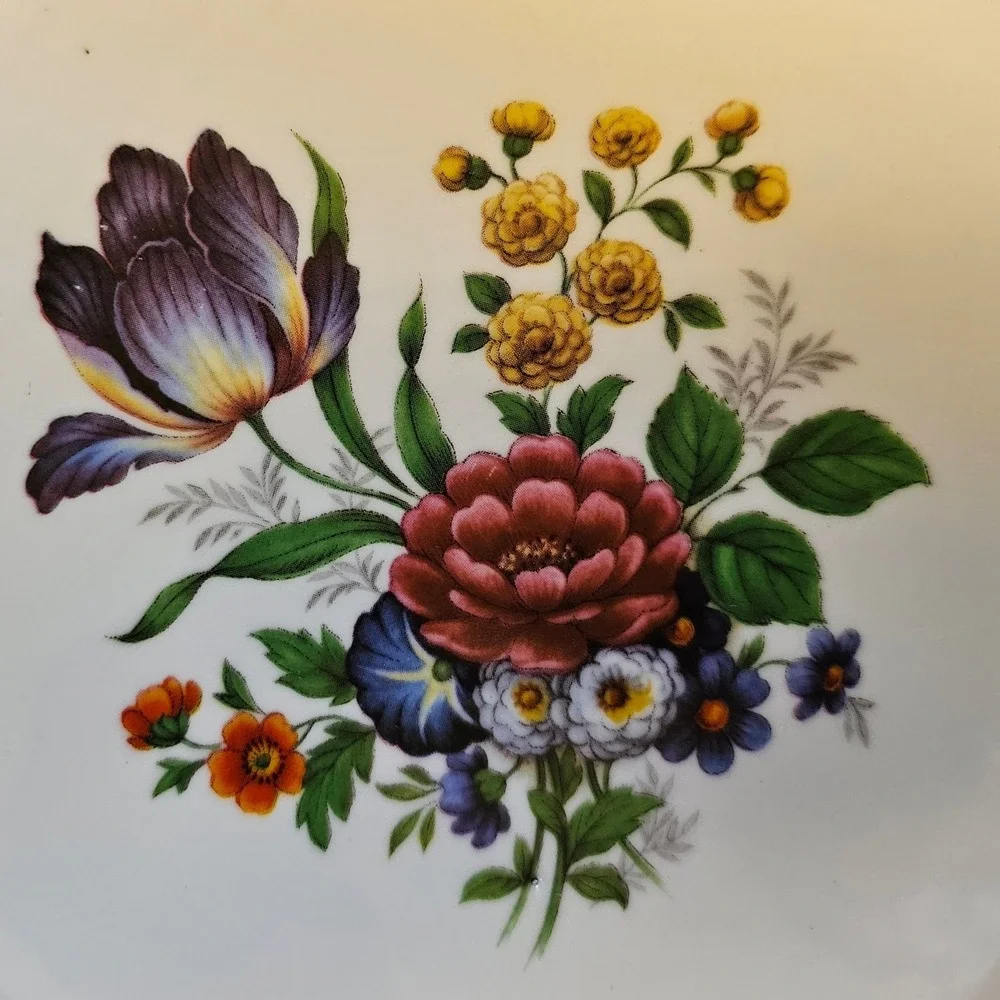 JKW Western Germany Fine Porcelain Floral Pedestal Cake Stand Cobalt Blue Gold